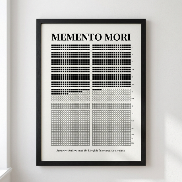 Stoic Calendar framed poster on a wall
